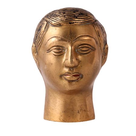 Brass Statue Man Tribal Face