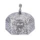 6 Sided Carved Silver Storage With Peacock Finial
