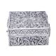 Square Silver Plated Floral Engraved Storage Box