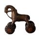 Brass Horse Statue with Four Wheels for Decor