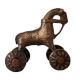 Brass Horse Statue with Four Wheels for Decor