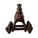 Brass Horse Statue with Four Wheels for Decor