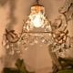Vintage Italian Style Brass Enameled Chandelier with Crystal Drops