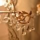 Vintage Italian Style Brass Enameled Chandelier with Crystal Drops