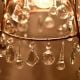 Vintage Italian Style Brass Enameled Chandelier with Crystal Drops