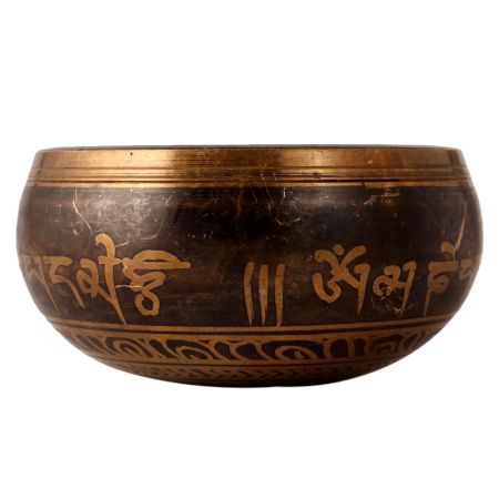 Om Singing Bowl Carved from Bell Metal