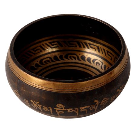 Round Tibetan Om Singing Bowl made of Bell Metal