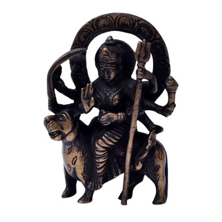 Brass Statue Of Durga Maa Or Sherawali Mata Devi In Dark Finish