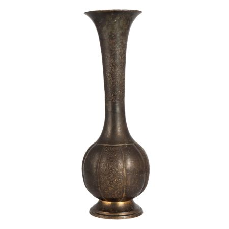 Traditional Brass Long Neck Flower Pot for Decor