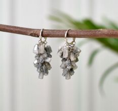 Dangle Earrings with Labradorite Bead Stones in 925 Sterling Silver