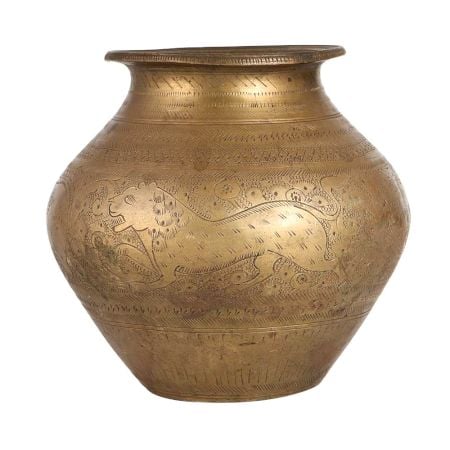 Engraved Indian Holy Water Pot Lota