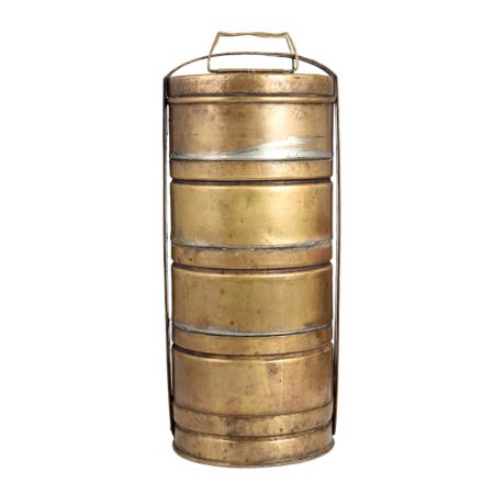 Traditional Brass Tiffin Box with Four Sections