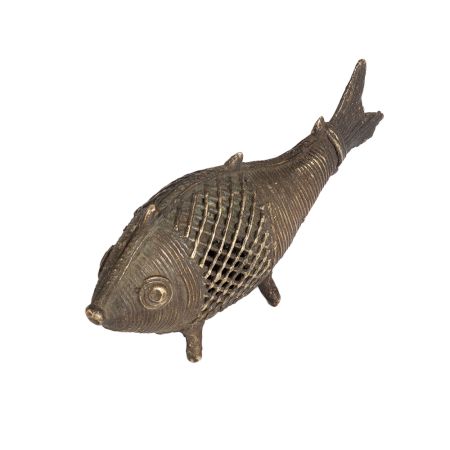 Small Brass Fish Statue in Jali Work