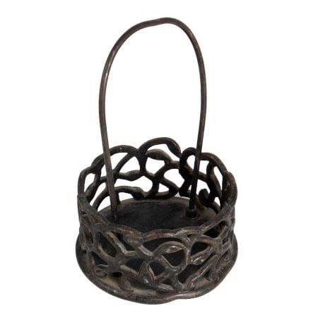 Elegant Black Brass Basket for Decor