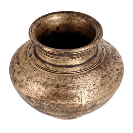 Engraved Brass Lota or Water Pot for Decor