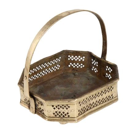 Traditional Brass Flower Basket in Jali Work