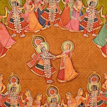A premium handcrafted Maha Raas Leela Pichwai painting