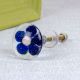 Blue Flower Engraved Glass Drawer Knobs