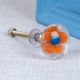 Orange Flower Engraved Glass Almirah Knobs
