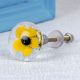 Yellow Flower Engraved Glass Dresser Knobs