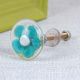 Turquoise Flower Engraved Glass Wardrobe Knobs