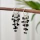Gorgeous 92.5 Sterling Silver black beaded chandelier earrings