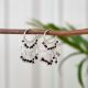 92.5 Sterling Silver Dangle Drop Garnet  Bead Hoop Earrings