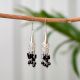 92.5 Sterling Silver Gypsy Earrings with Hanging Cluster Of Garnet beads