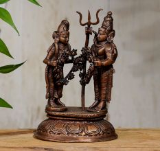 Handcrafted Lord Shiva and Goddess Parvati Copper Statue