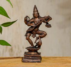 Copper Goddess Saraswati for Prayer Room