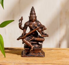 Beautiful Copper Statue of Goddess Saraswati for Decoration