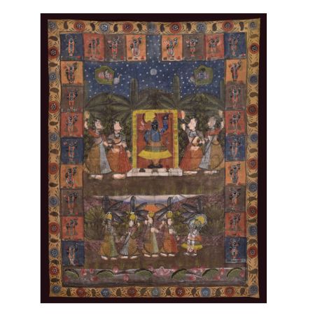 Sreenathji Shringar Pichwai Painting  On Black Cloth