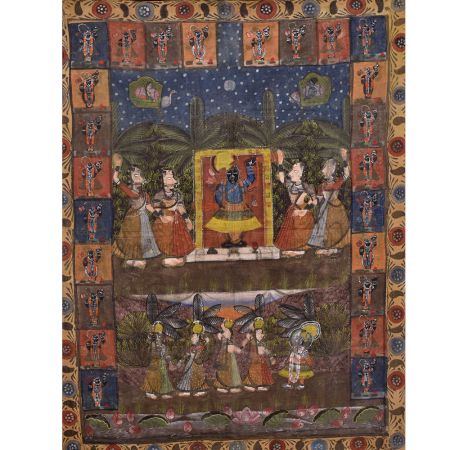 Sreenathji Shringar Pichwai Painting  On Black Cloth