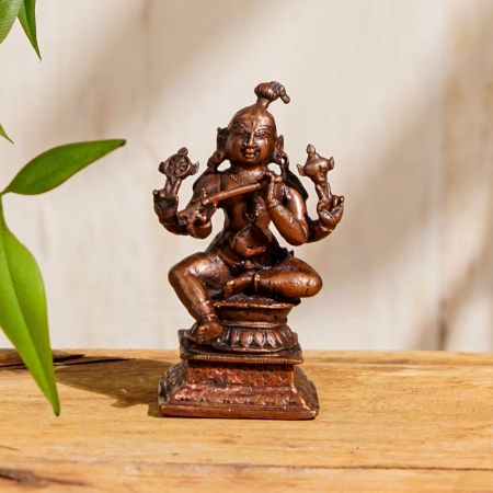 Copper Statue Of Lord Krishna Also Known As Murli Manohar Playing Flute
