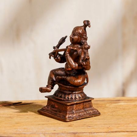 Copper Statue Of Lord Krishna Also Known As Murli Manohar Playing Flute