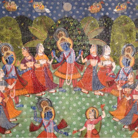 Pichwai Art Painting Of Lord Krishan Rasleela