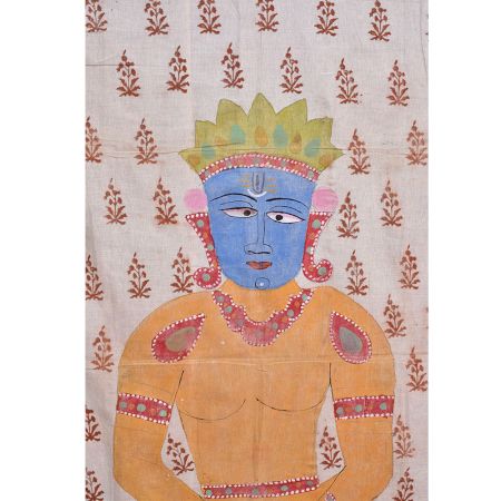 Cloth Painting Of Jainism's Main deity In Meditation