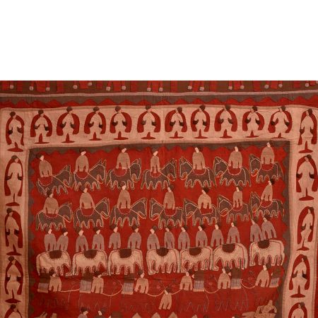 Red Tapestry Vintage Wall Hanging With Applique Method