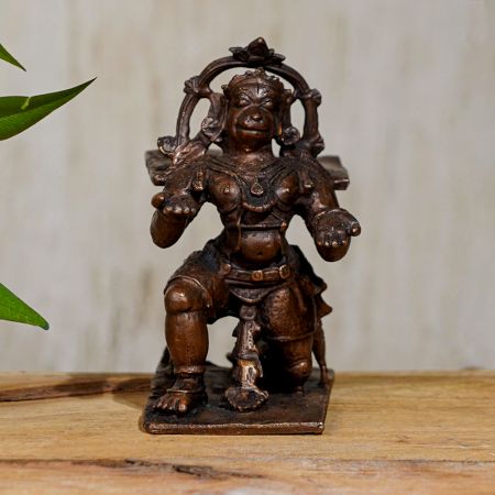 Handmade Copper Statue of Lord Hanuman for Worship