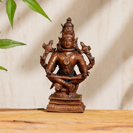 Copper Seated Lord Shiva Statue for Worship