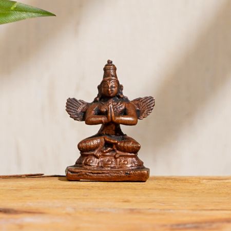 Handmade Lord Garuda Copper Statue in Antique Finish