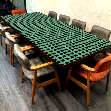 Adorning Wood and Resin Table Top in Dark Finish