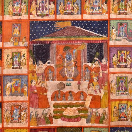 Lovely Pichwai Painting of Hindu God Temple