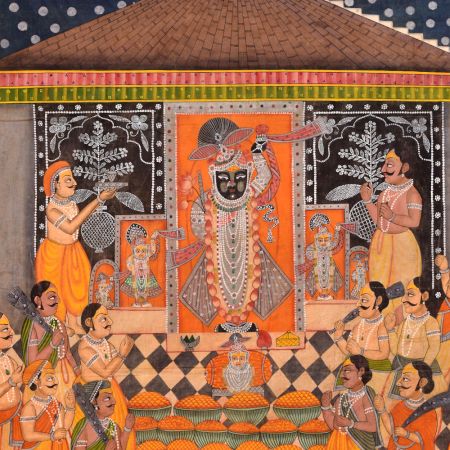 Hindu God and Devotee Pichwai Painting for Prayer Room