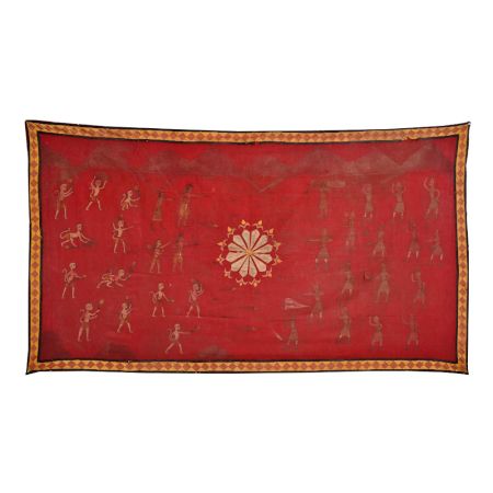 Beautiful Pichwai Painting on Red Fabri Cloth