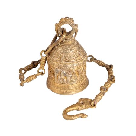 Traditional Temple Bell Carved with God Figures