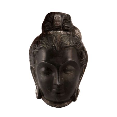 Indian Metal Goddess Parvati Head Plate