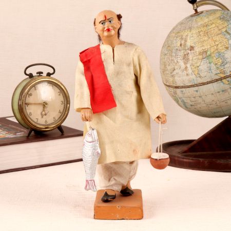 Terracotta Bengali Man Statue, Bengal Art