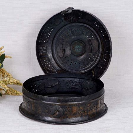 Vintage Brass Jewelry Box in Black Finish