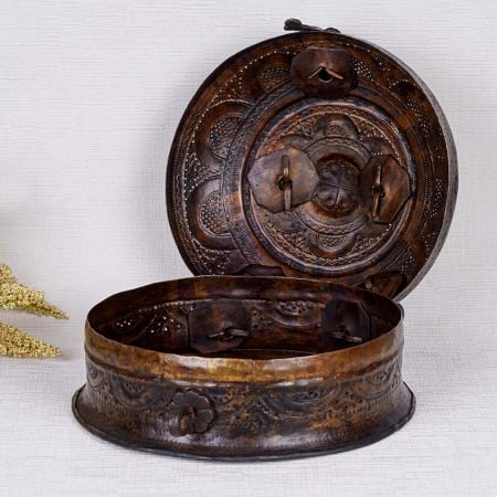 Indian Brass Jewelry Box for Home Decoration